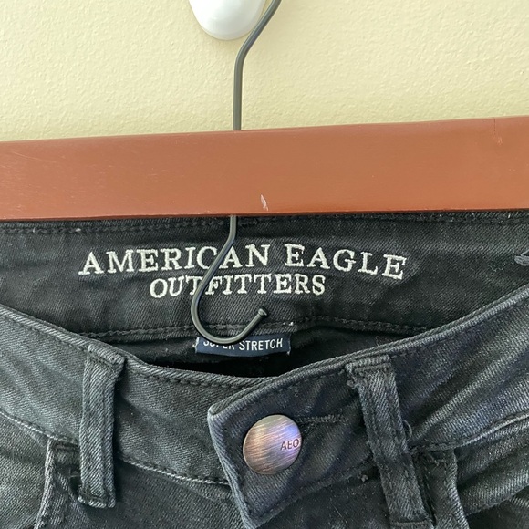 American Eagle Outfitters Black Distressed Jegging Skinny Jeans Size 0 - Picture 3 of 5